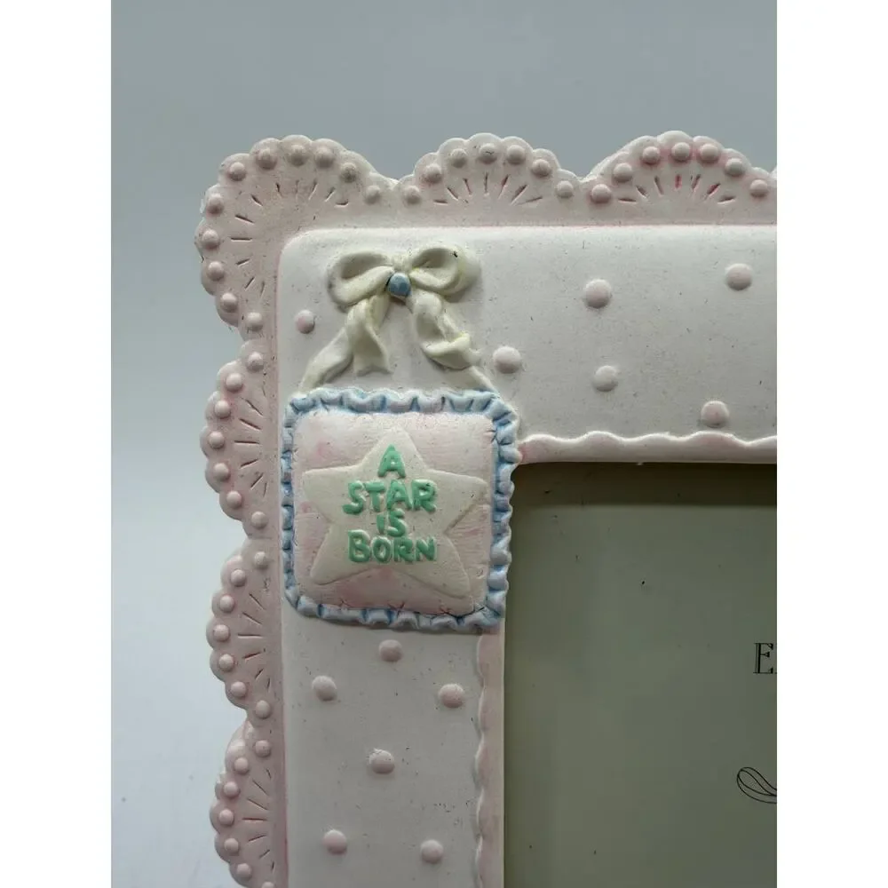 Russ Baby Expression of Love Baby Photo Frame Teddy Bear 3.5x5 Hand Painted NIB
